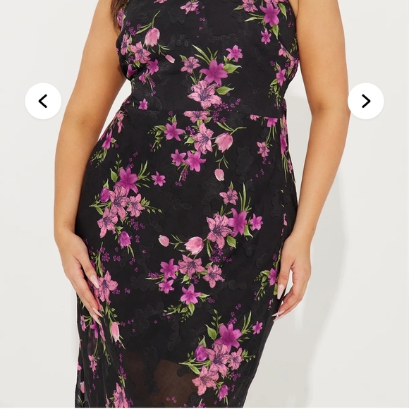 Fashion Nova Black and Pink Floral Maxi Dress - Picture 2 of 5